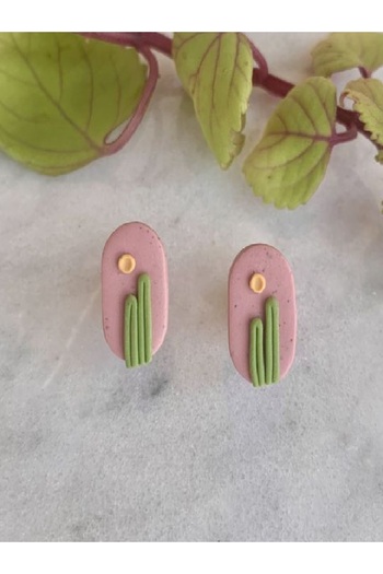 TREND Miyamila Pink Cactus Model Polymer Clay Earrings