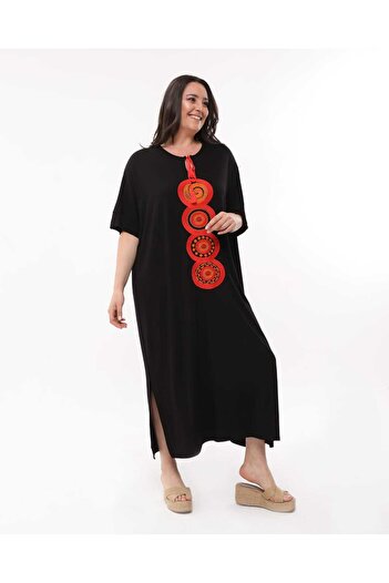 Esina Viscose Oversize Dress Embroidered