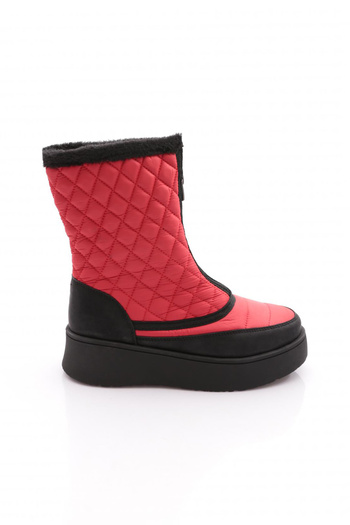 DGN 1050-1 Women's Thick Sole Front Zippered Diamond Patterned Parachute Fabric Boots