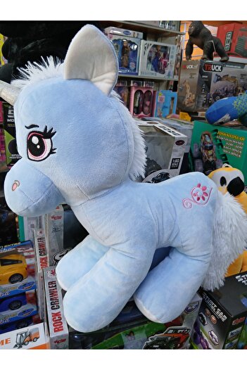 SELAY TOYS Boynuzlu at ayakta duran pony 45 cm mavi