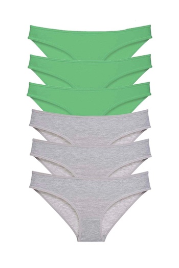 toganshop 6 Pieces Super Eco Set Lycra Women's Slip Panties Green Gray