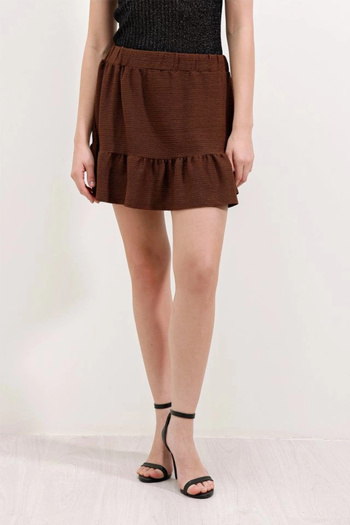 BY ELİZE 1884 Knitted Mini Skirt - Brown