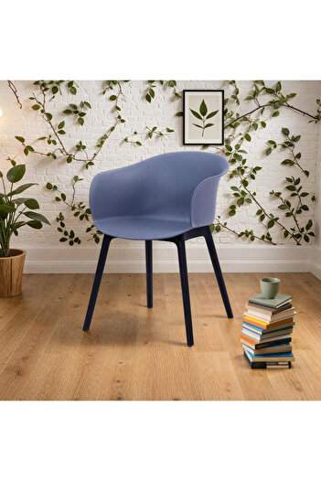 Ebticar Single Plastic Chair with Armrests – gray