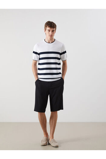 LC Waikiki Crew Neck Short Sleeve Striped Men's Knitwear Sweater