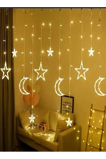 Taimi Star Moon LED Curtain 3m,Colorful Fairy Lights with 8 Modes,Perfect for Xmas Tree,Parties,Gardens