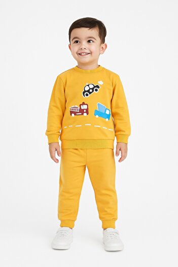 mb kids Araba Baskı 2 İp Erkek Çocuk Eşofman Takım