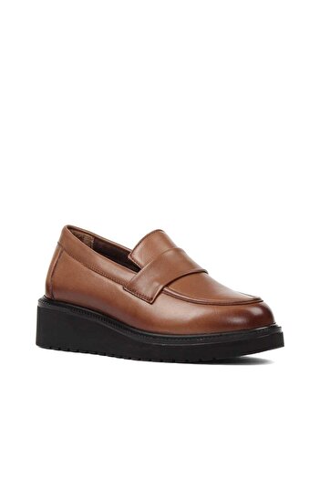 Celal Gültekin Women's Walnut Wedge Heeled Leather Shoes