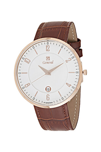 GENEVAL Men's Water Resistant Leather Strap Analog Wrist Watch GL1713RWO - 45 mm