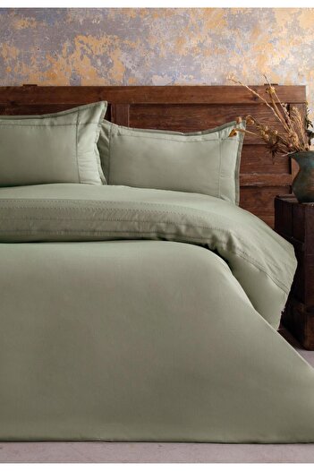 Apricitas HOME Double Runa Sage Satin Duvet Cover Set