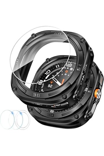 Generic Ctoby Case with Screen Protector for Samsung Galaxy Watch Ultra 47mm, Built-in Tempered Glass Film H