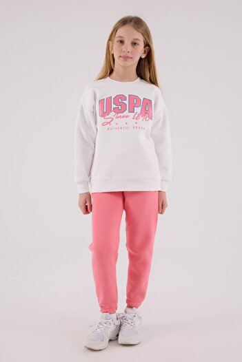 U.S. Polo Assn. 4-15 Years Old Licensed Us Polo Assn Girl's Set-Ecru
