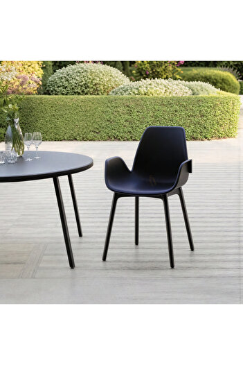 Ebticar Single Plastic Chair with Armrests – black