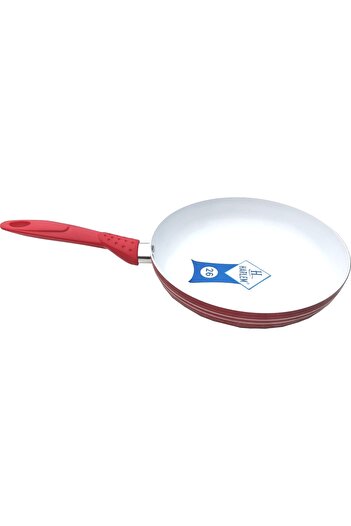 HARLEM ® aluminum frying pan, non-stick ceramic surface, hard silicone handle, diameter 22 cm, Red