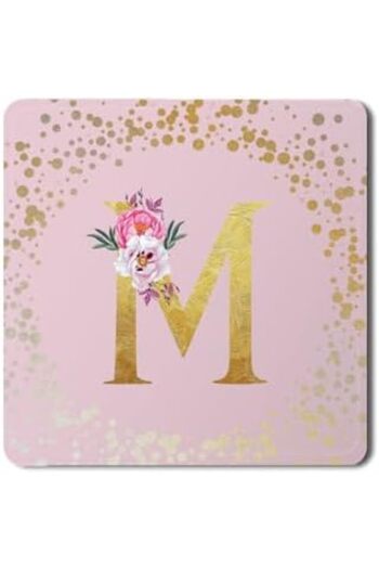 Stylizedd 2 Pack Designer Leather Coasters Mat for Beverage Drinks - Custom Monogram Initial Letter