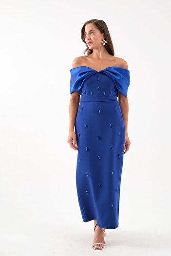 Lafaba Women's Saks Boat Neck Pearl Promise Engagement Wedding Evening Dress
