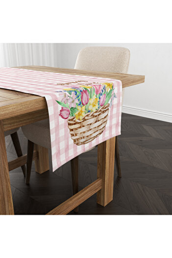 Evmila Summer and Spring Themed Floral Patterned Velvet Runner