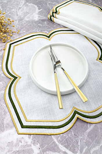 WEARE2 Khaki Gold Colored Moonrise Embroidered 4 Pieces American Service