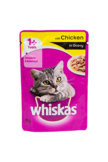 Whiskas Wet Cat Food with Chicken in Gravy, 1+Years, 80g