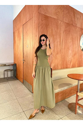 MODA Αμάνικο Μακρύ Φόρεμα - Χακί