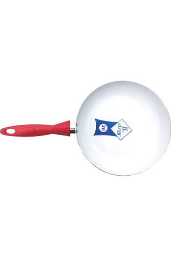 HARLEM ® aluminum frying pan, non-stick ceramic surface, hard silicone handle, diameter 28 cm, Red