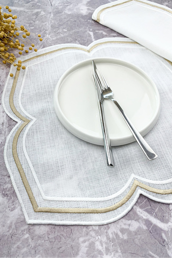 WEARE2 White Beige Colored Moonrise Embroidered 2 Pieces American Service