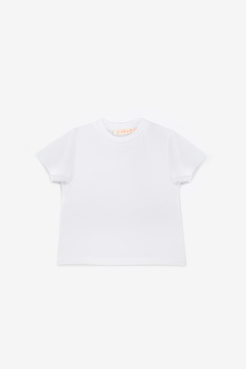 Le Mabelle White Combed Cotton Basic Kids T-Shirt