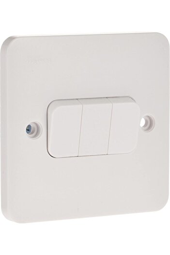 Schneider Electric GGBL1032 Lisse Plate Switch, 3 Gang, 2 Way, 10AX, White