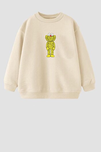 Monila Unisex Kids Kaws Printed 3 Thread Fabric Cotton Sweatshirt