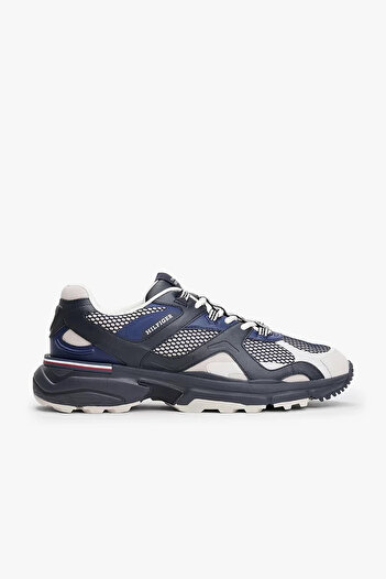 Tommy Hilfiger Erkek Nefes Alabilen Fileli Üst Yüzey Rahat ve Yüksek Taban Mavi Sneaker FM0FM05567-DW5