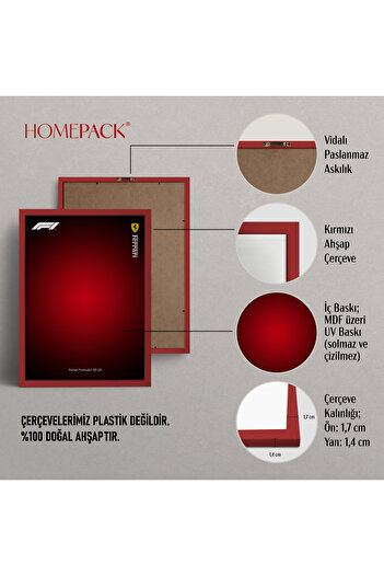 HOMEPACK AHŞAP ÇERÇEVELİ FORMULA1 TABLO ÇERÇEVELİ POSTER SANATSAL DUVAR DEKORU TK/1553
