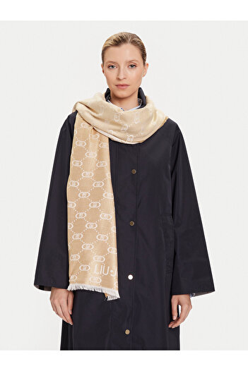 Liu Jo Women's All over Monogram Logo Tassels on the Edges Beige Shawl & Scarf & Foulard 2f5043t0300-04178