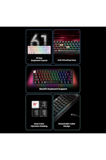Havit Wired Gaming Keyboard with LED KB903L, Blue/White