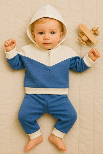 ciobaby Erkek Bebek Kapüşonlu 2'li Takım