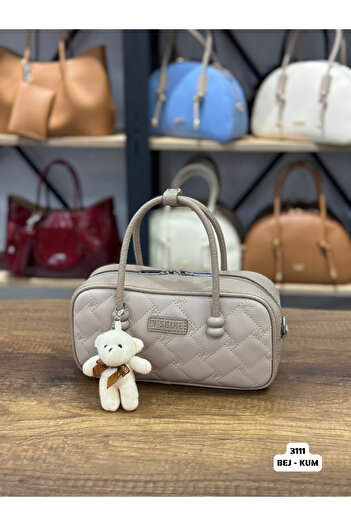 VICTORIA SHINE Quilted Detail and Charmli Hand and Shoulder Bag 3111 - Beige Sand