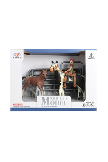 Gülce Design Girl's Toy Boy's Toy Model Animal Set Jockey Horse and Thai Variegated Educational Toys