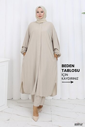 ASİLNUR Merve Cotton Umrah Suit Stone