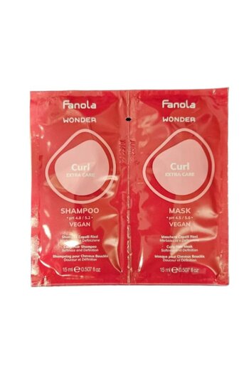 Fanola Șampon și mască Tester pentru păr creț - Wonder Curl 2x15ml -