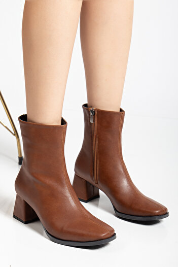 LEMUES SHOES Γυναικείες μπότες με τετράγωνο δάχτυλο με φερμουάρ στο πλάι