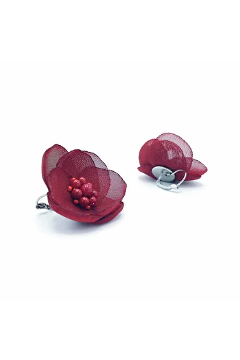Corizmi Stainless steel hoop earrings, veil flower in the middle with pearls, handmade, Love