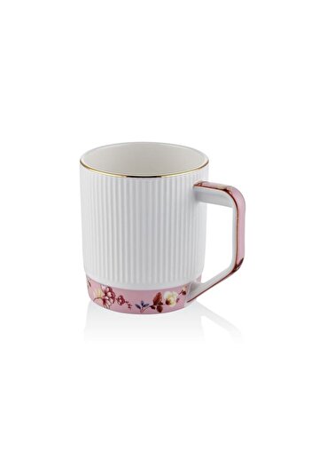 Onedekor Porcelain Luxury Floral Pink Mug Gold 250ml