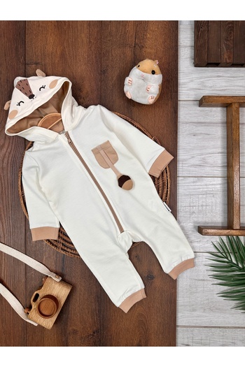 Kids Kingdom Cotton Hooded Zippered Unisex Baby Jumpsuit