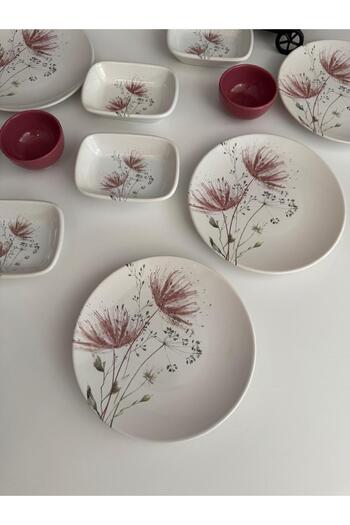 Keramika Set Breakfast Raspberry Chicory 12 Pieces for 6 People