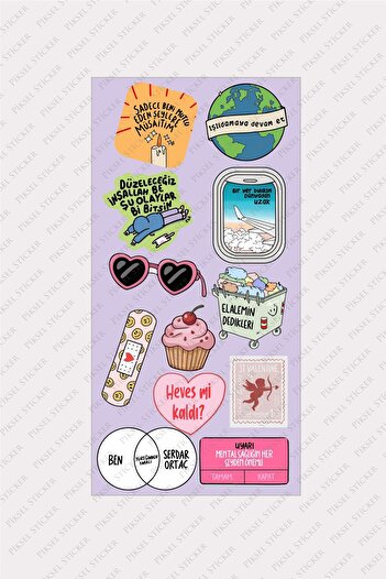 Piksel Grafik Motto 3 Page Sticker Set - Laptop Notebook, Water Bottle, Agenda Sticker