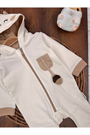 Kids Kingdom Cotton Hooded Zippered Unisex Baby Jumpsuit