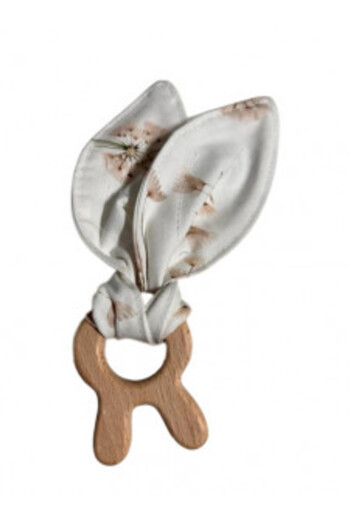 Koell Baby teething toy, Wooden ring with cotton fabric, Koell, Dandelions