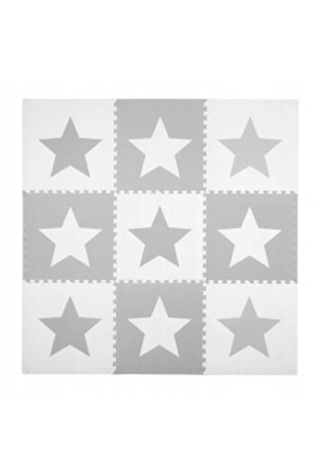 Ricokids Foam Puzzle Play Mat for Kids, 180 x 180 cm, 9 Pieces, Star Grey