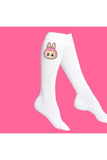 bhk desing Pink La Bubiks Printed Girl's Knee-High Socks