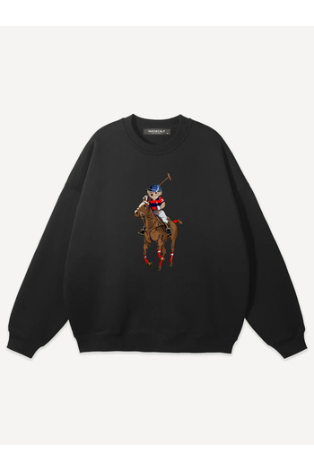 Mad&Calf Φούτερ Unisex Teddy Cowboy με στάμπα με λαιμόκοψη oversize