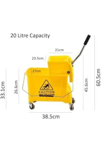 Goishtrie Floor Cleaning Mop Bucket with Wringer 4 Wheels Ergonomic Handle Trolley, Random Color 20L