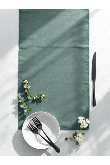 JACA 100% Duck Linen Fabric Textured Worry-Free Stain-Proof Long Runner Table Cloth